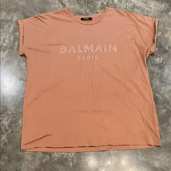 Authentic Balmain Paris Short Sleeve Tee - Rose Tan - Picture 1 of 5